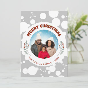 Modern Foliage Christmas Family Photo Holiday Card