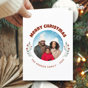 Modern Foliage Christmas Family Photo Holiday Card