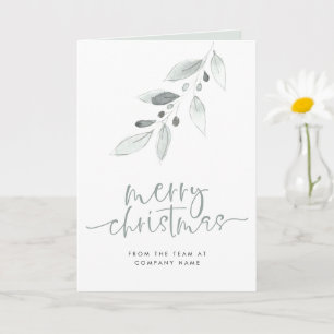 Modern Foliage Company Logo Script Merry Christmas Card