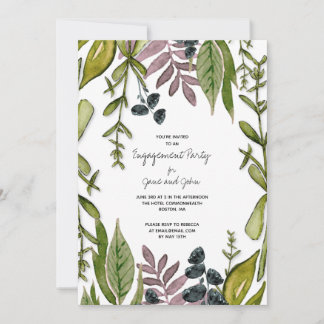 Modern Foliage Engagement Party Invitation
