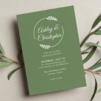 Modern Foliage Frame Camouflage Green Wedding