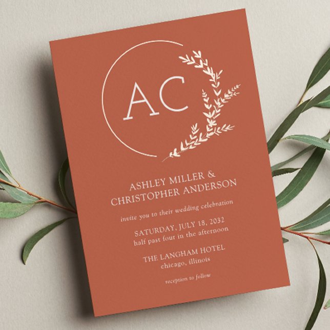 Modern Foliage Frame Copper Red Wedding (Creator Uploaded)