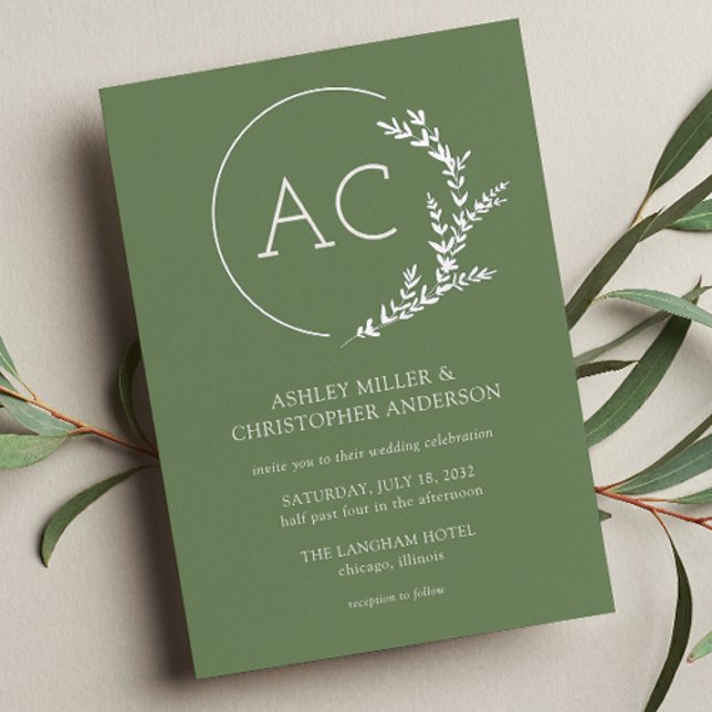 Modern Foliage Frame Muted Green Wedding (Creator Uploaded)