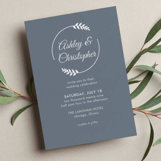 Modern Foliage Frame Slate Grey Wedding (Creator Uploaded)