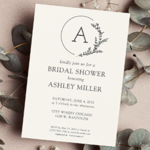 Modern Foliage Frame Soft White Bridal Shower Invitation