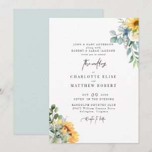 Modern Foliage Sage Both Sets Parents Wedding Invitation