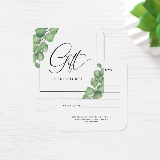 Modern Foliage Simple Botanical Greenery Gift Card (Desk)