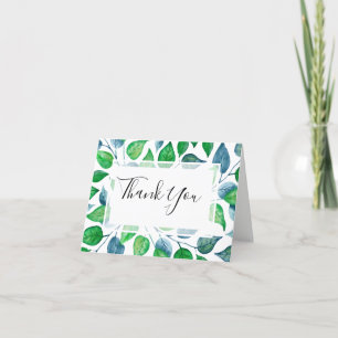 Modern Foliage Watercolor Greenery Leaf Wedding Thank You Card