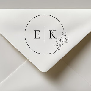 Modern Foliage Wedding Monogram Self-inking Stamp