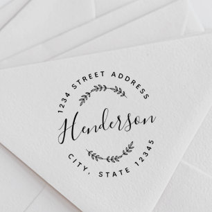 Modern Foliage Wedding Round Return Address Self-inking Stamp