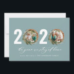 Modern foliage wreath 2020 stayed home holiday card<br><div class="desc">Modern minimal foliage wreath Merry Christmas 2020 the year we stayed home script holiday Christmas card. Hand painted eucalyptus,  minimal foliage and modern rustic rattan wreath give this holiday card a luxurious feel. In classy greens,  browns and greys.</div>