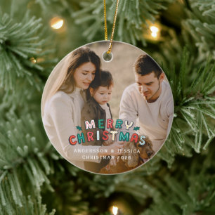 Modern foliage wreath photo Christmas Ceramic Tree Decoration