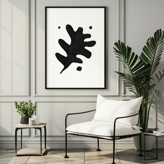 Modern Foliated Art Print, Black Gouache Poster (Creator Uploaded)