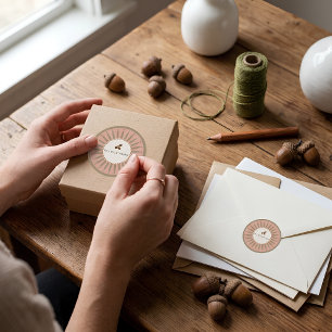 Modern Folk Art Acorn Baby Shower Favour Sticker