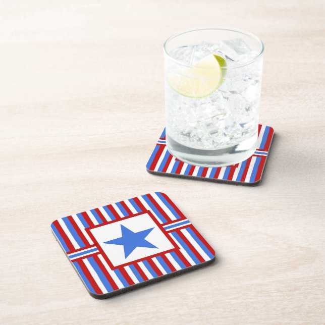 Modern Folk Art American Patriotic Coaster Set (Right Side)