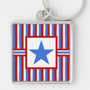 Modern Folk Art American Patriotic Keychain