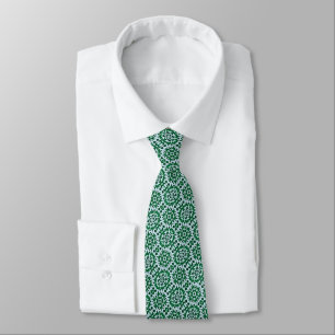 Modern Folk-art Botanical Pattern in Green... Tie