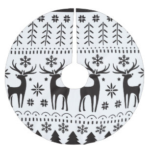 Modern Folk Art Christmas Reindeer Brushed Polyester Tree Skirt