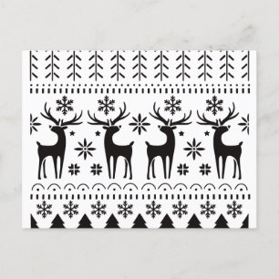 Modern Folk Art Christmas Reindeer  Holiday Postcard