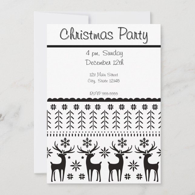 Modern Folk Art Christmas Reindeer Invitation (Front)
