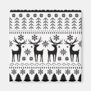 Modern Folk Art Christmas Reindeer Magnet