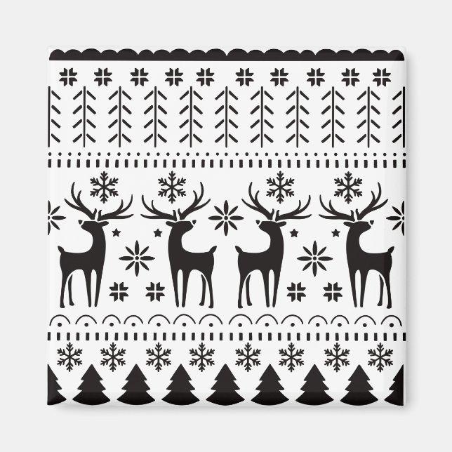 Modern Folk Art Christmas Reindeer Magnet (Front)