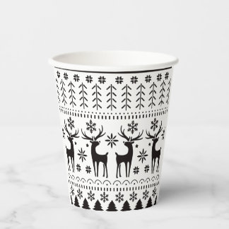 Modern Folk Art Christmas Reindeer Paper Cups