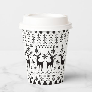 Modern Folk Art Christmas Reindeer Paper Cups