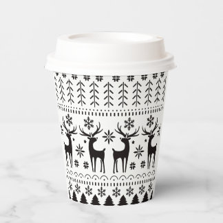 Modern Folk Art Christmas Reindeer Paper Cups