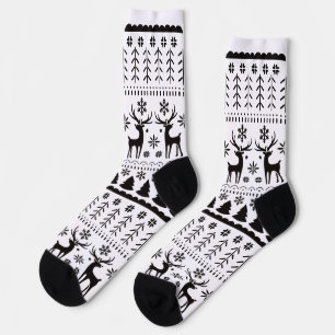 Modern Folk Art Christmas Reindeer Socks