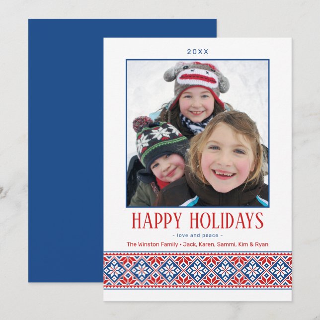 Modern Folk Art Embroidery | Slavic Pattern Holiday Card (Front/Back)