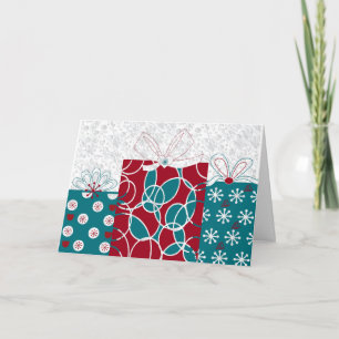 Modern Folk Art Holiday Wrapped Gifts Custom Card
