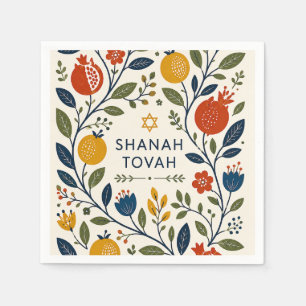 Modern Folk Art Shana Tovah Botanical Napkin