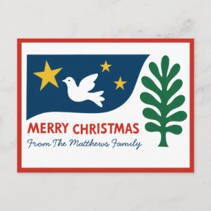 Modern Folk Christmas Minimalist Bold Shapes Holiday Postcard
