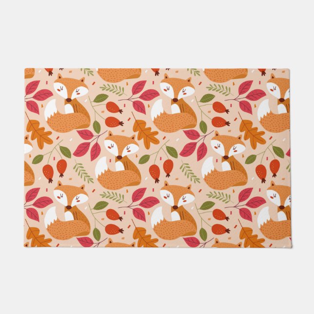 Modern Folk Foxes Doormat (Front)