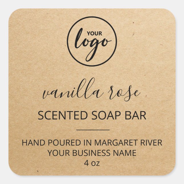Modern Font Kraft Paper Scented Soap Logo Labels (Front)