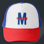 Modern Font Personalise Red, White & Blue Trucker Hat<br><div class="desc">Red,  White & blue Personalise Name Trucker Hat.</div>