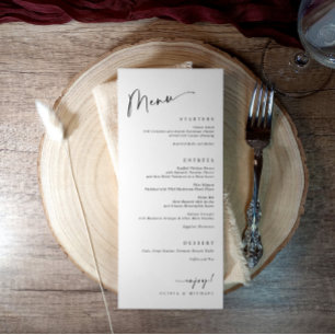 Modern Food Course Dinner Black and White Wedding Menu