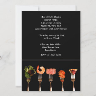 Modern Food on Forks Dinner Party Invitation