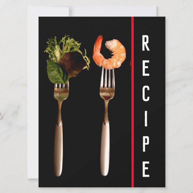 Modern Food on Forks Recipe Template Card (Front)