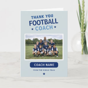 Modern Football Soccer Team Photo Coach Thank You Card