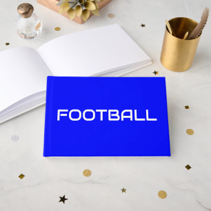 Modern FOOTBALL Text Royal Blue Background Guest Book