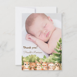 Modern Forest Animals Baby Thank You Card