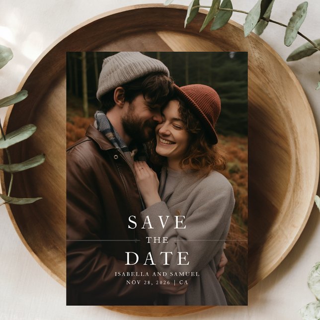 Modern Forest Boho Photo Wedding Save The Date Invitation (Creator Uploaded)