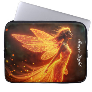 Modern forest fire creatures fly colourful fairy laptop sleeve
