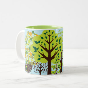 Modern Forest Garden Art Green Nature Two-Tone Coffee Mug