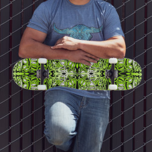 Modern Forest Green Celtic-Inspired Tribal Tattoo  Skateboard