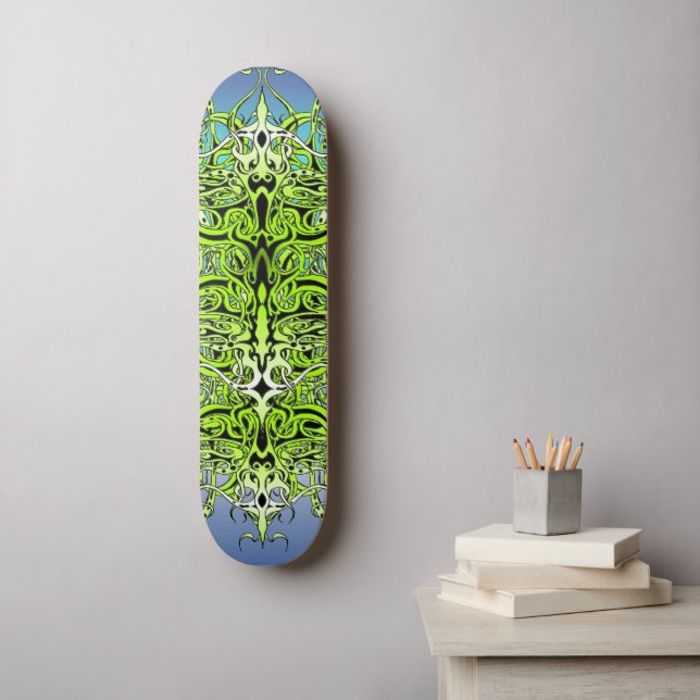 Modern Forest Green Celtic-Inspired Tribal Tattoo  Skateboard (Wall Art)