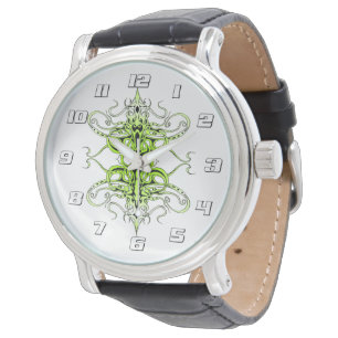 Modern Forest Green Celtic-Inspired Tribal Tattoo  Watch