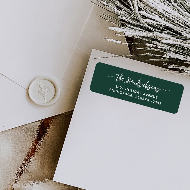 Modern Forest Green | Family Christmas (A whimsical and stylish return address label in festive forest green)